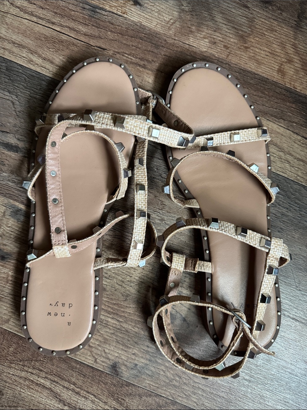 a new day Beige Studded Strappy Gladiator Sandals